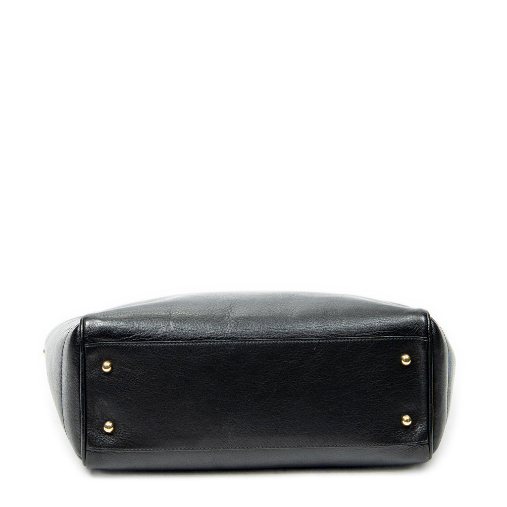 Shoulder Bag Heritage Tote Black Grained Calfskin Leather