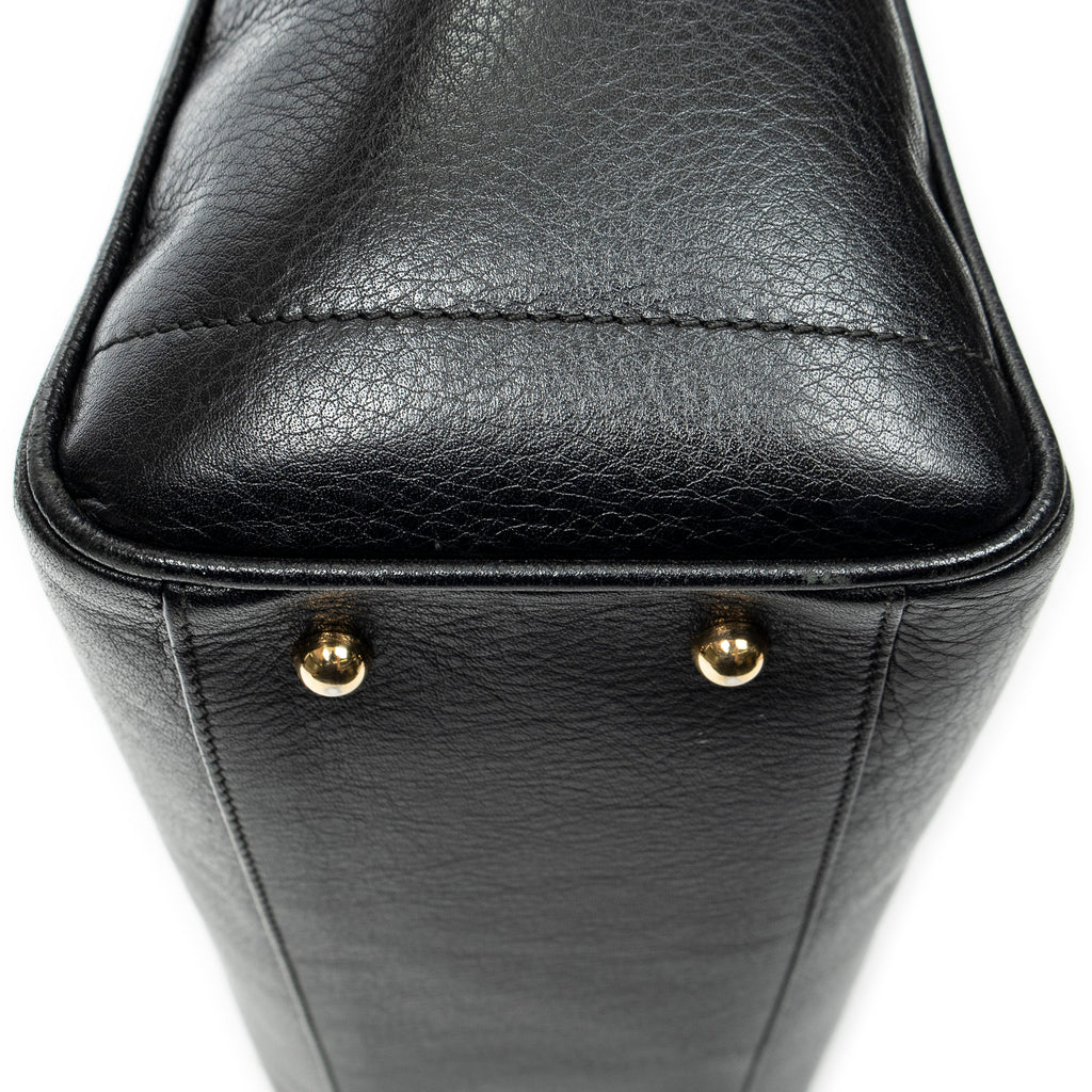 Shoulder Bag Heritage Tote Black Grained Calfskin Leather
