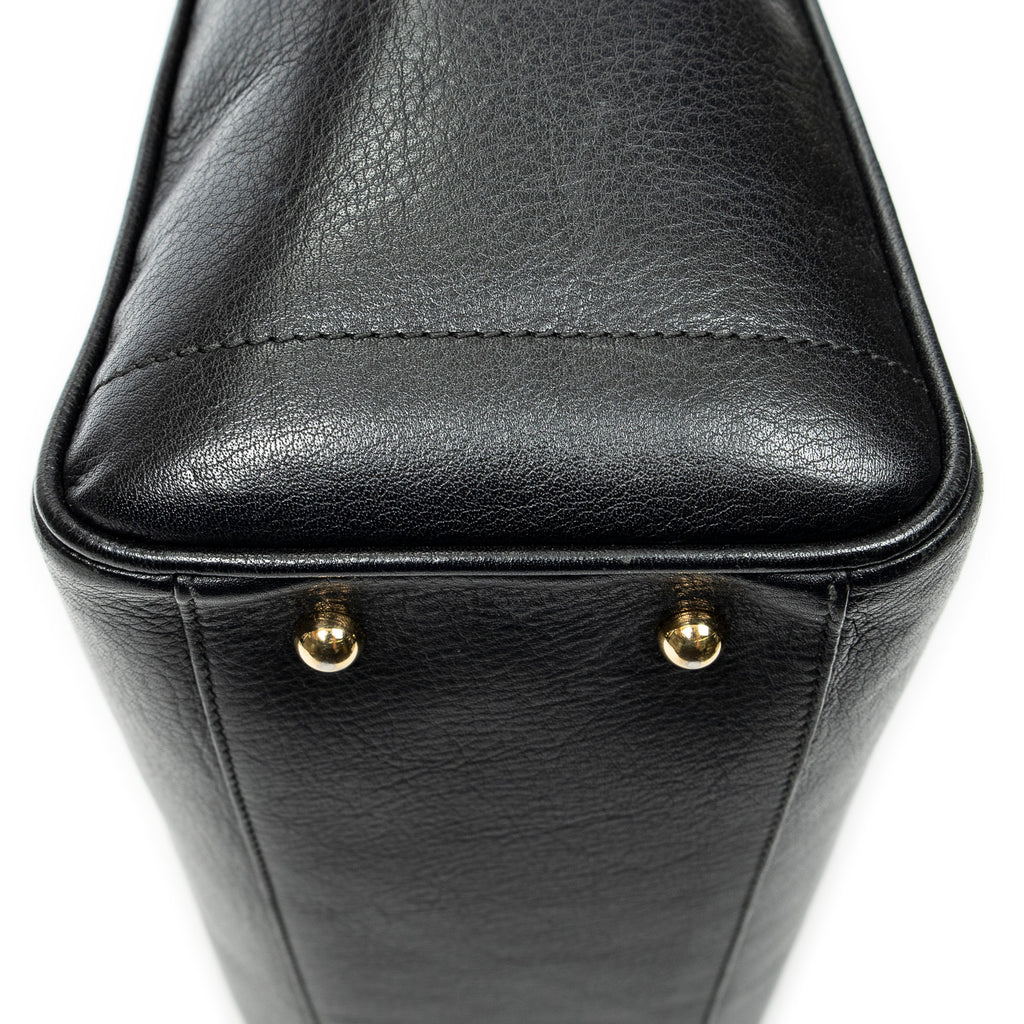 Shoulder Bag Heritage Tote Black Grained Calfskin Leather
