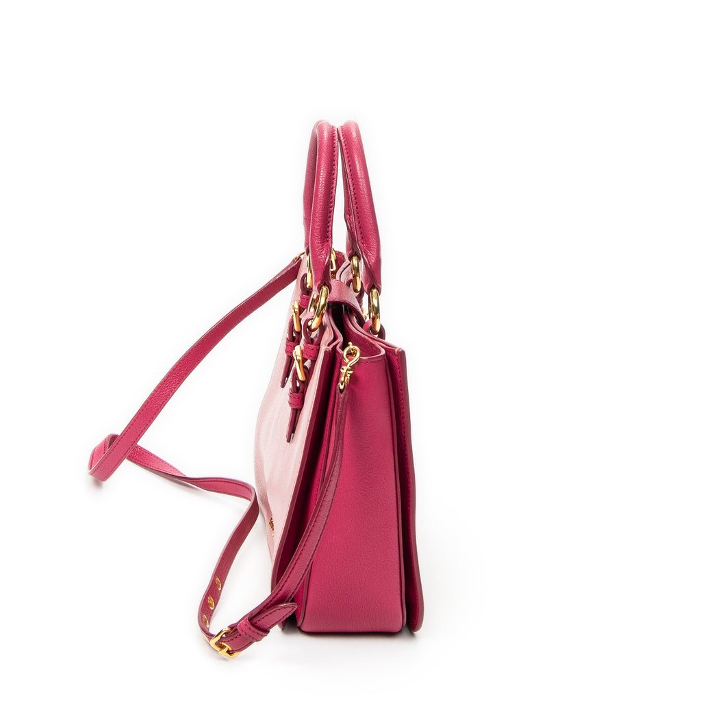 Shoulder Bag Pushlock Executive Tote Pink Calfskin Leather