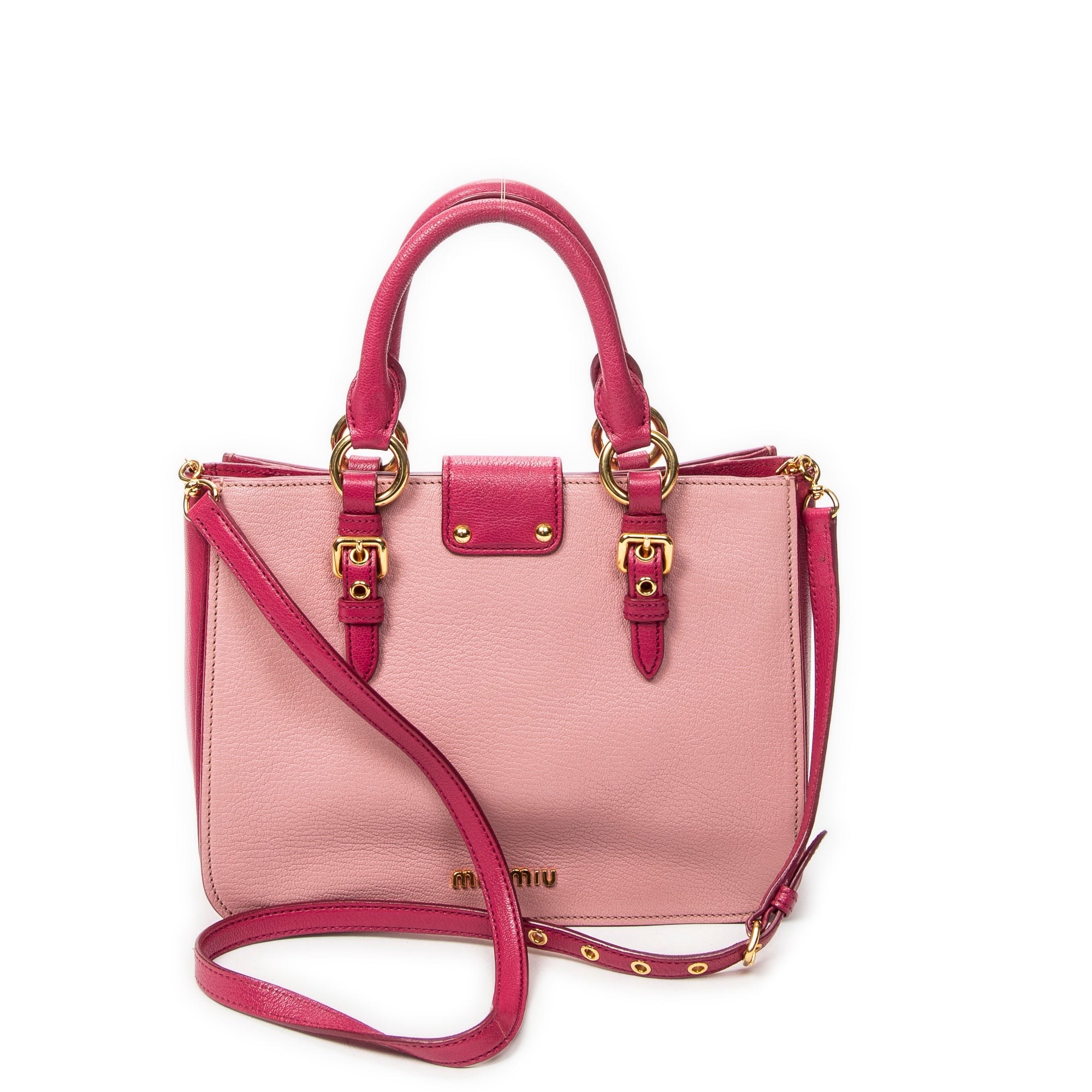 Shoulder Bag Pushlock Executive Tote Pink Calfskin Leather