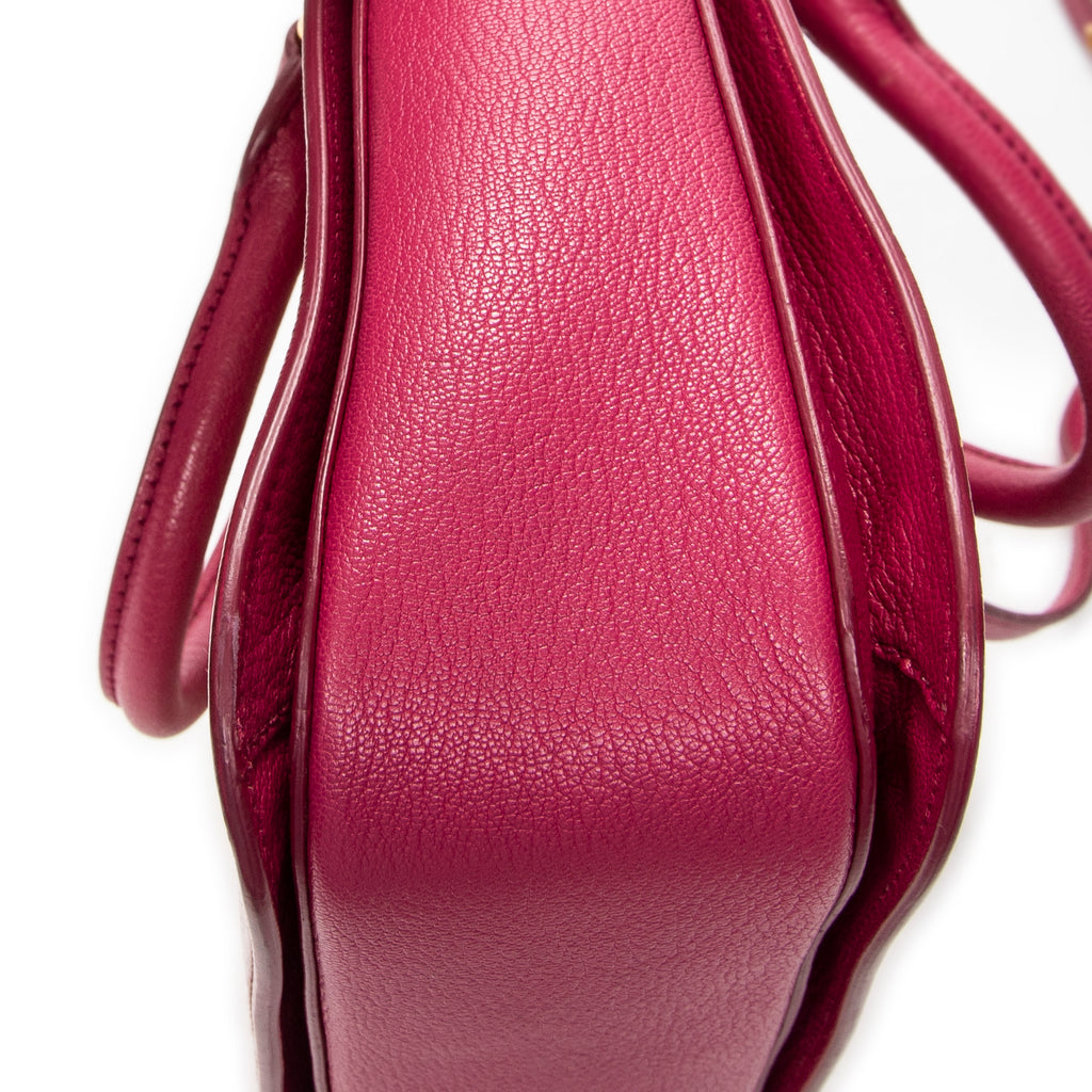 Shoulder Bag Pushlock Executive Tote Pink Calfskin Leather