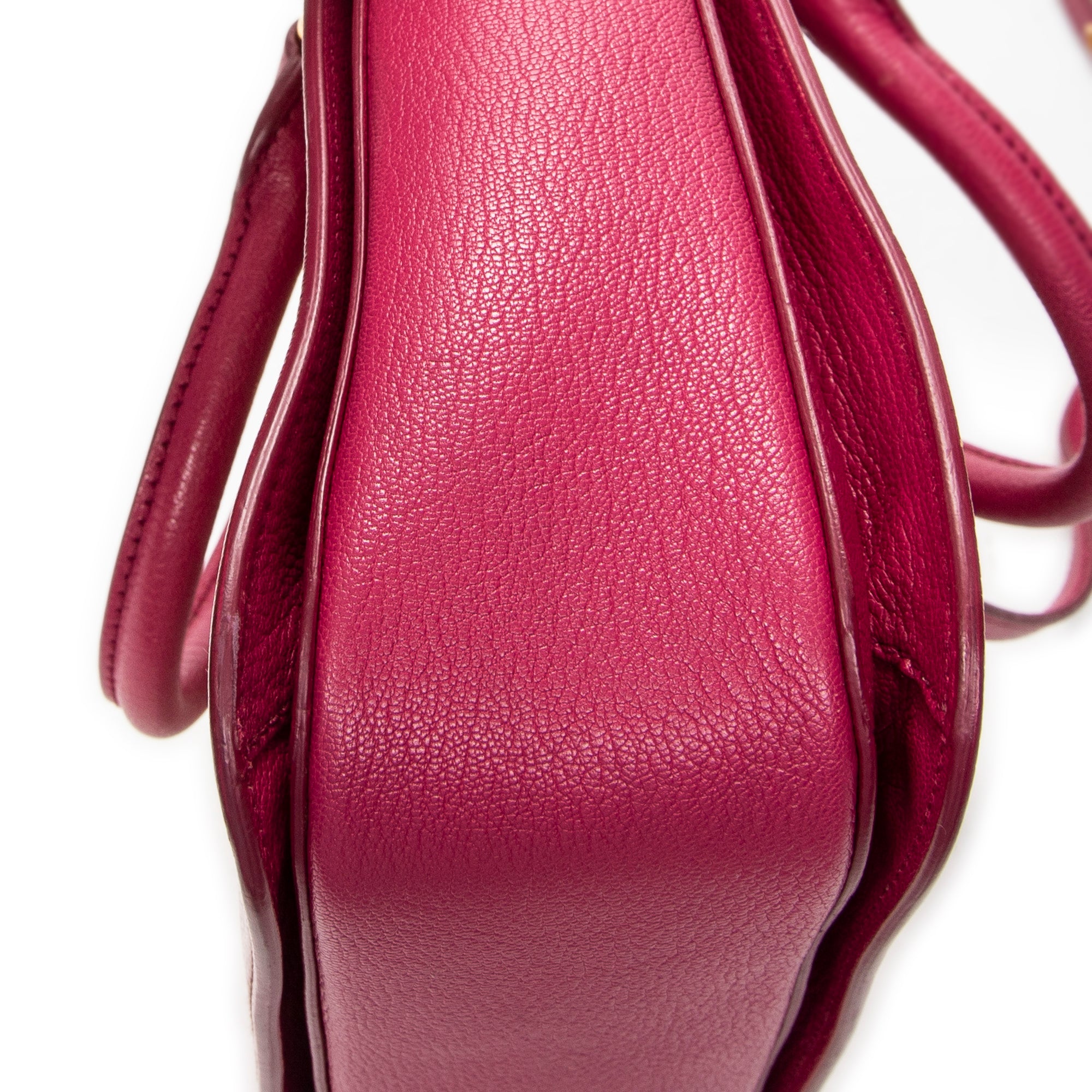 Shoulder Bag Pushlock Executive Tote Pink Calfskin Leather