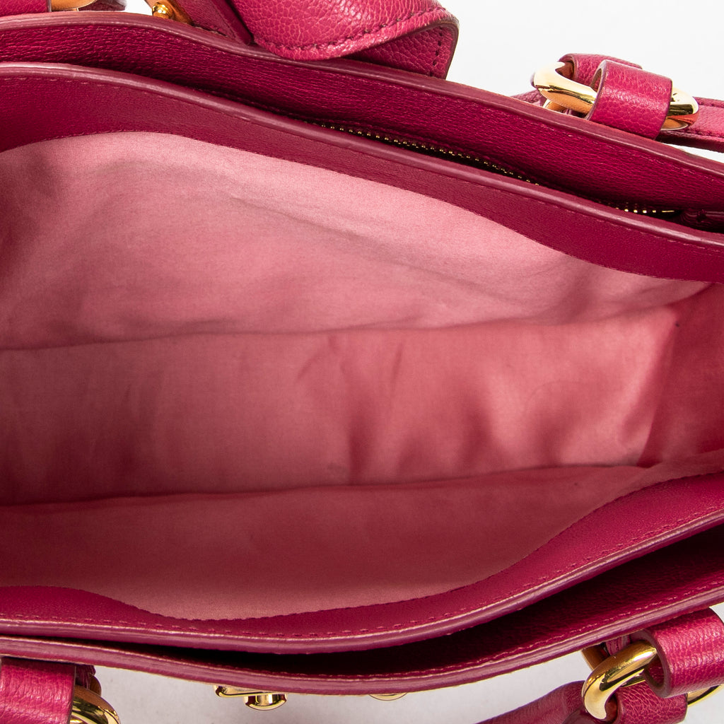 Shoulder Bag Pushlock Executive Tote Pink Calfskin Leather