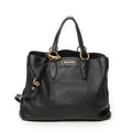 Shoulder Bag Open Tote Black Calfskin Leather