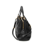 Shoulder Bag Open Tote Black Calfskin Leather