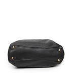 Shoulder Bag Open Tote Black Calfskin Leather