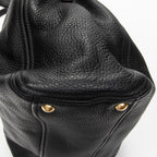 Shoulder Bag Open Tote Black Calfskin Leather