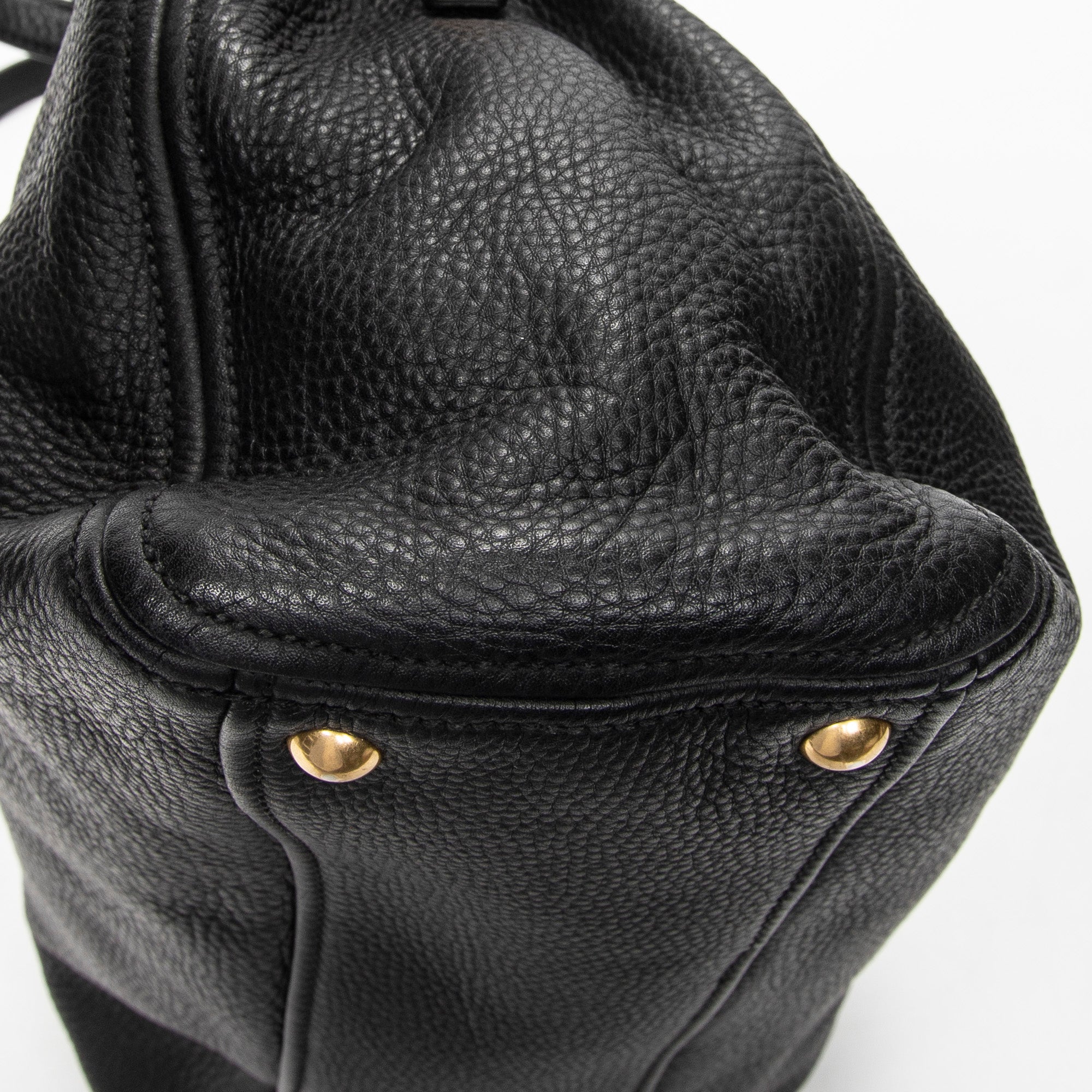 Shoulder Bag Open Tote Black Calfskin Leather