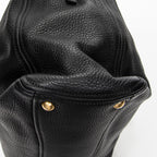 Shoulder Bag Open Tote Black Calfskin Leather