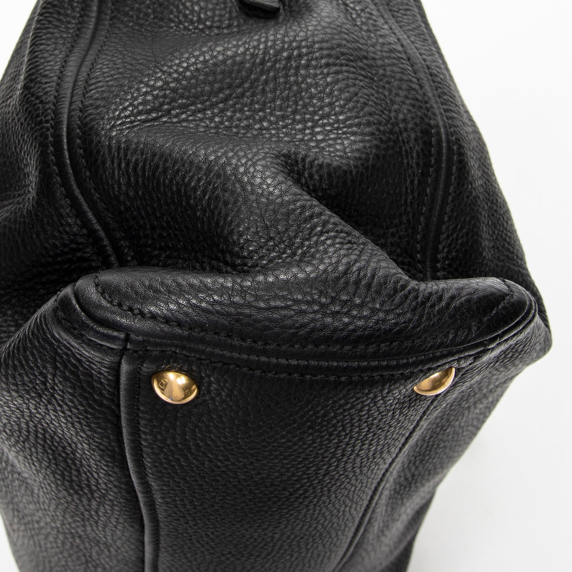 Shoulder Bag Open Tote Black Calfskin Leather
