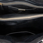 Shoulder Bag Open Tote Black Calfskin Leather