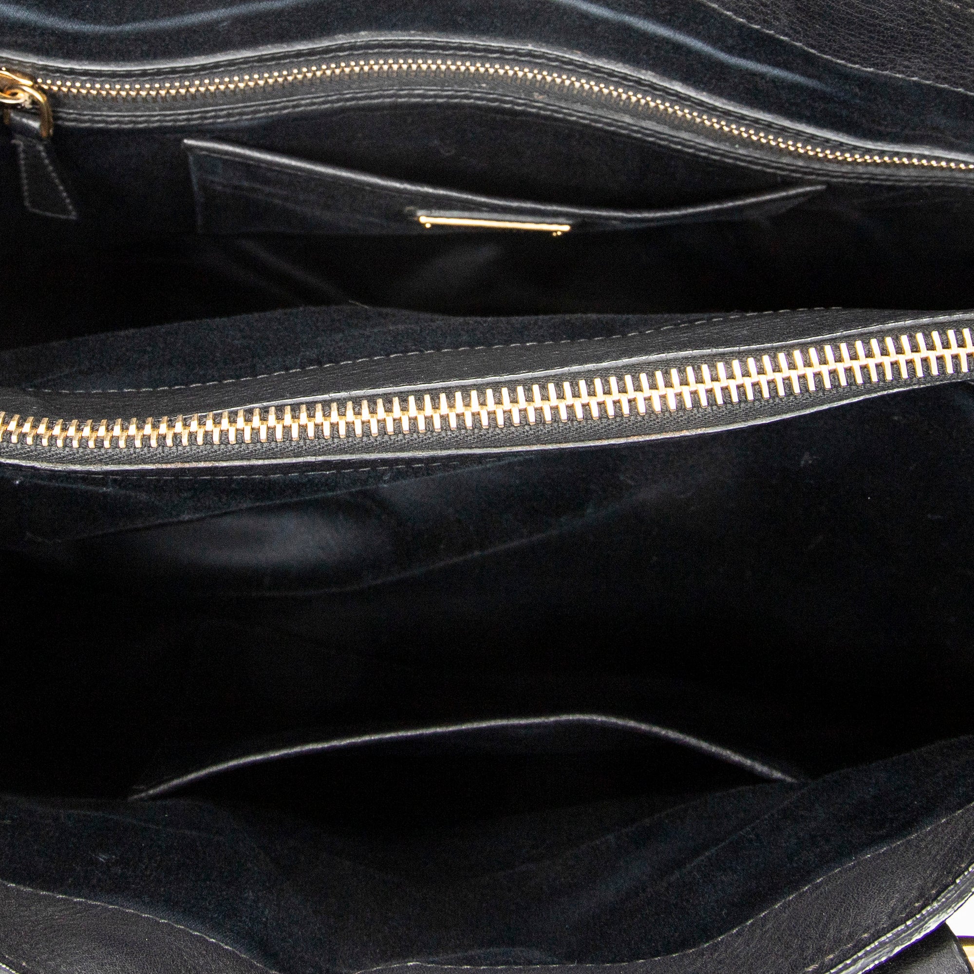 Shoulder Bag Open Tote Black Calfskin Leather