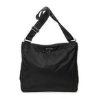 Shoulder Bag Front Pocket Messenger Black Nylon Canvas