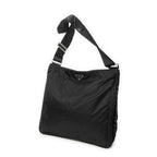 Shoulder Bag Front Pocket Messenger Black Nylon Canvas