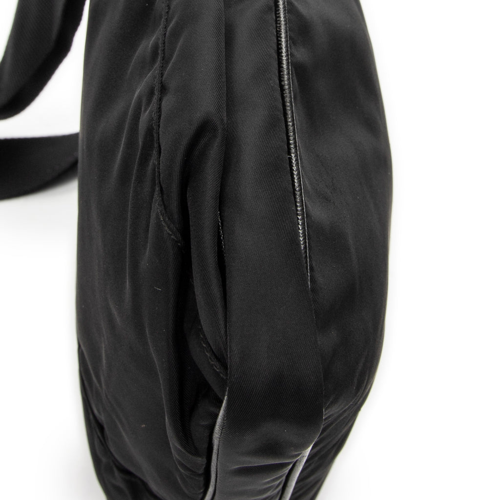 Shoulder Bag Front Pocket Messenger Black Nylon Canvas