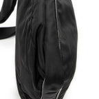 Shoulder Bag Front Pocket Messenger Black Nylon Canvas