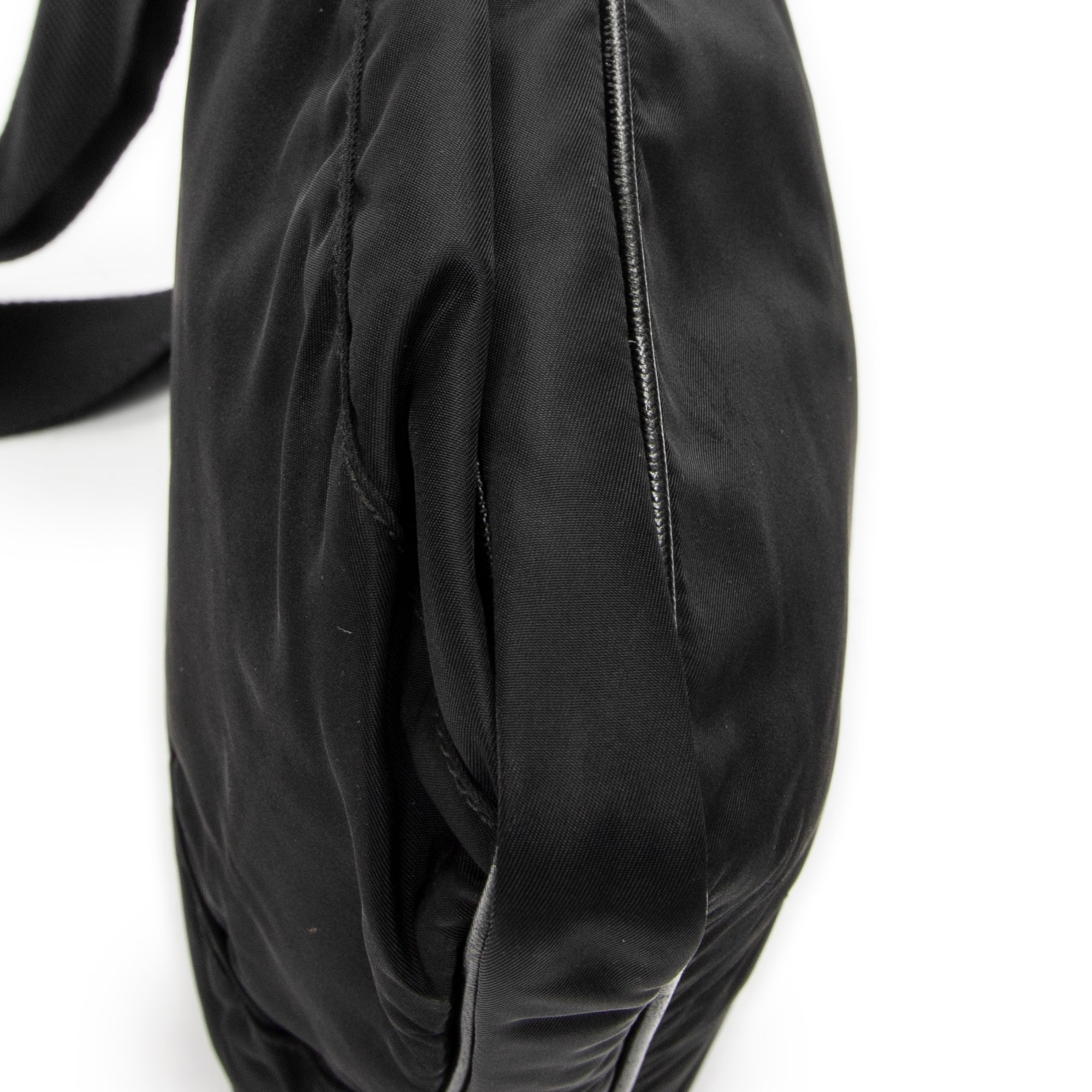 Shoulder Bag Front Pocket Messenger Black Nylon Canvas
