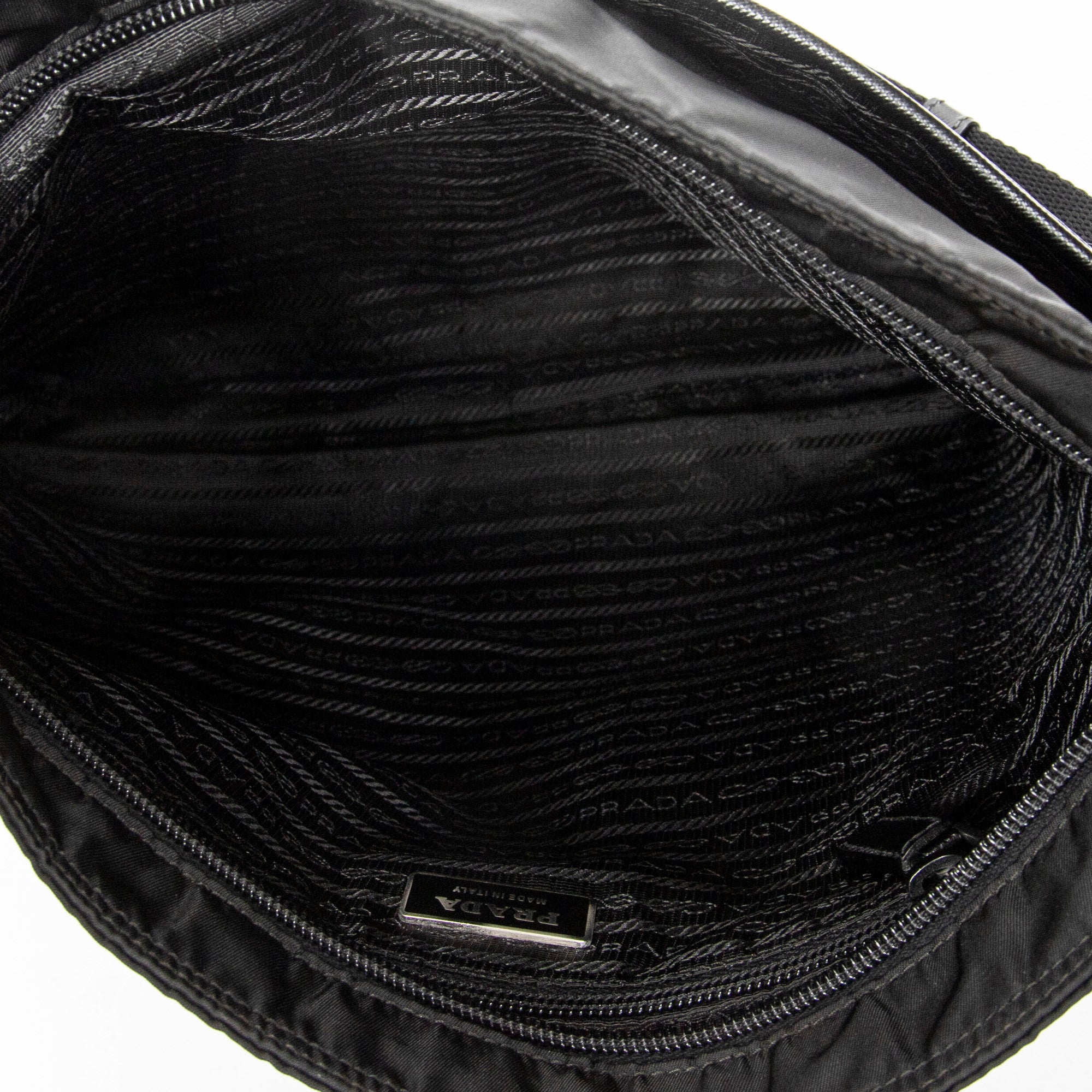 Shoulder Bag Front Pocket Messenger Black Nylon Canvas