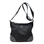 Shoulder Bag Zip Messenger Black Nylon Canvas