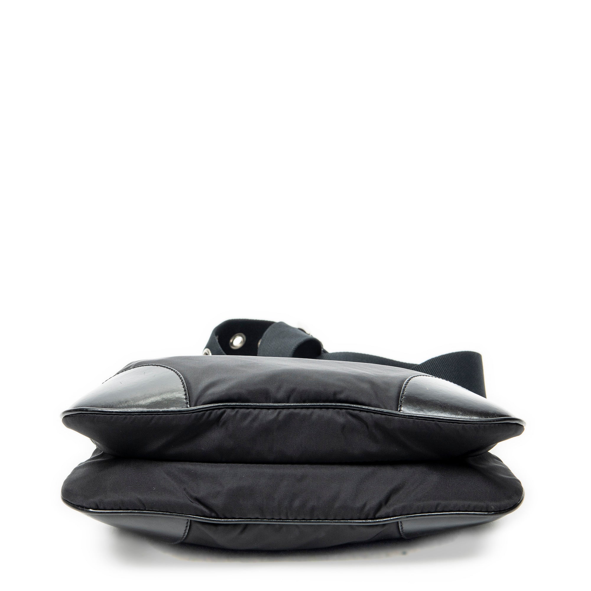 Shoulder Bag Zip Messenger Black Nylon Canvas