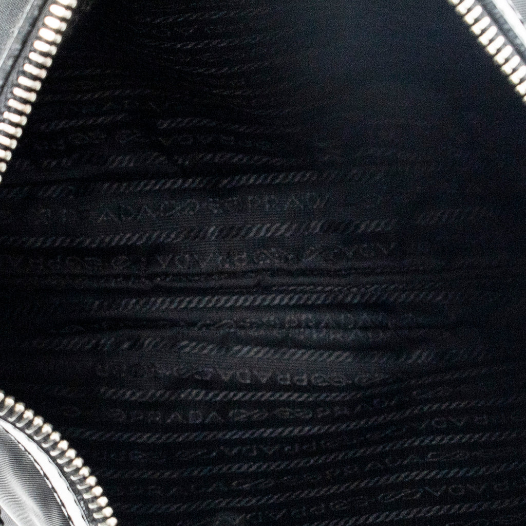 Shoulder Bag Zip Messenger Black Nylon Canvas