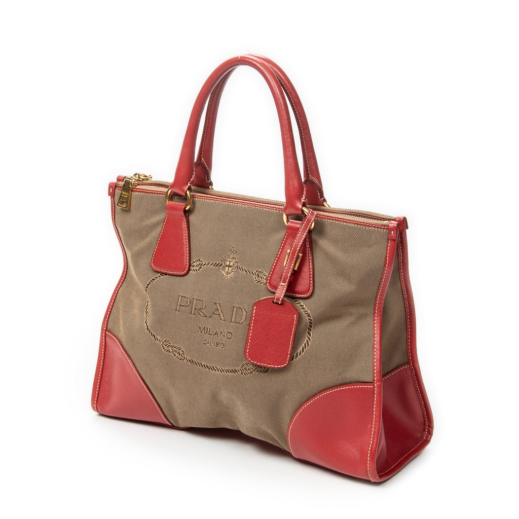 Handbag Medium Jacquard Tote Beige Jacquard Canvas