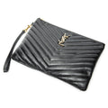 Clutch Cassandre A5 Pouch Black Quilted Chevron Leather