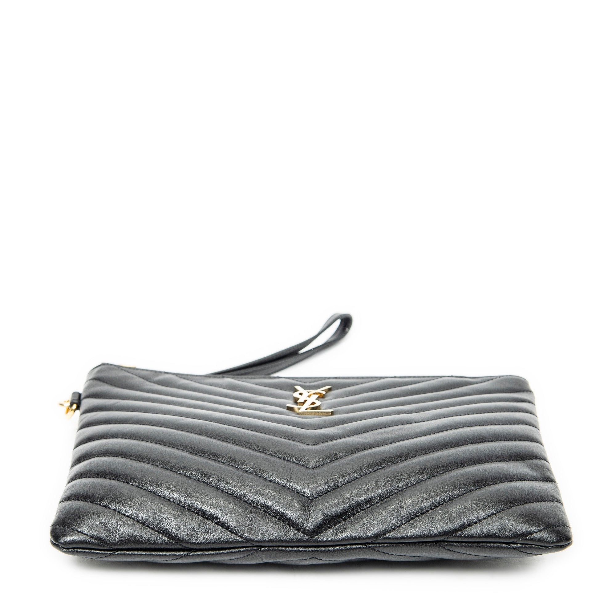 Clutch Cassandre A5 Pouch Black Quilted Chevron Leather