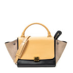 Shoulder Bag Small Tricolor Trapeze Black Calfskin Leather