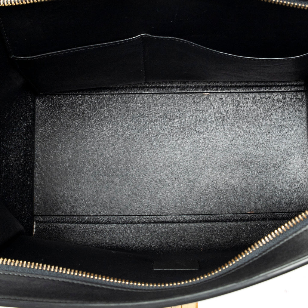 Shoulder Bag Small Tricolor Trapeze Black Calfskin Leather