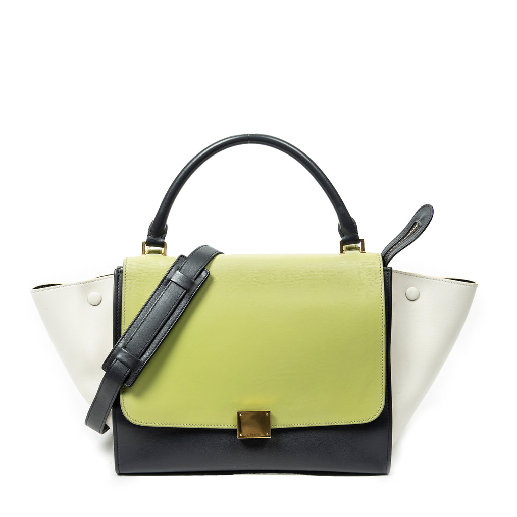 Shoulder Bag Medium Tricolor Trapeze Grey Calfskin Leather