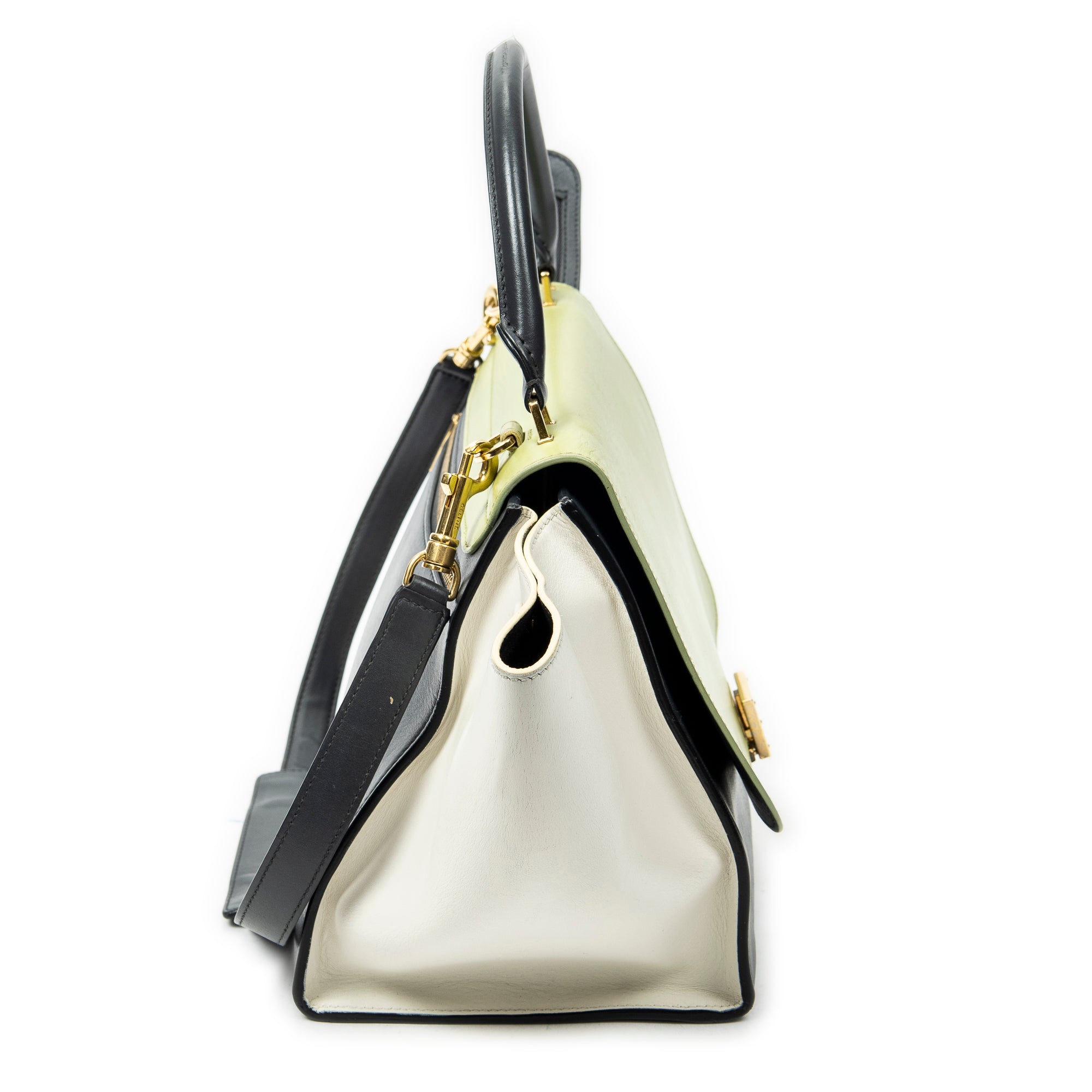 Shoulder Bag Medium Tricolor Trapeze Grey Calfskin Leather