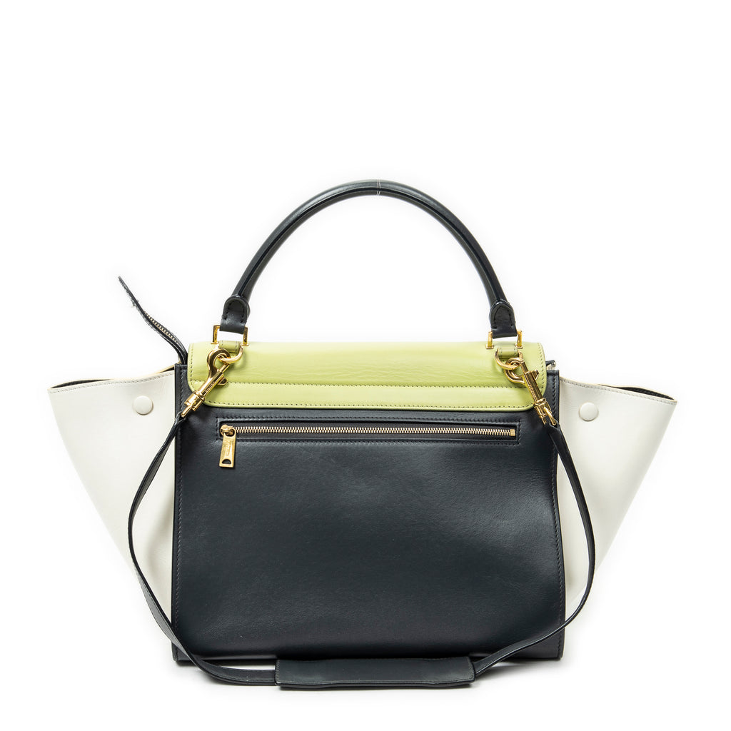 Shoulder Bag Medium Tricolor Trapeze Grey Calfskin Leather