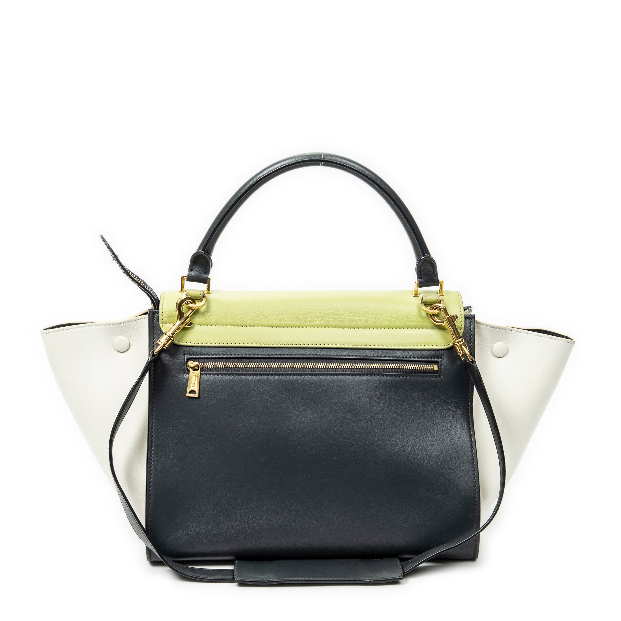 Shoulder Bag Medium Tricolor Trapeze Grey Calfskin Leather