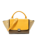 Shoulder Bag Small Tricolor Trapeze Brown Calfskin Leather