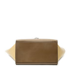 Shoulder Bag Small Tricolor Trapeze Brown Calfskin Leather