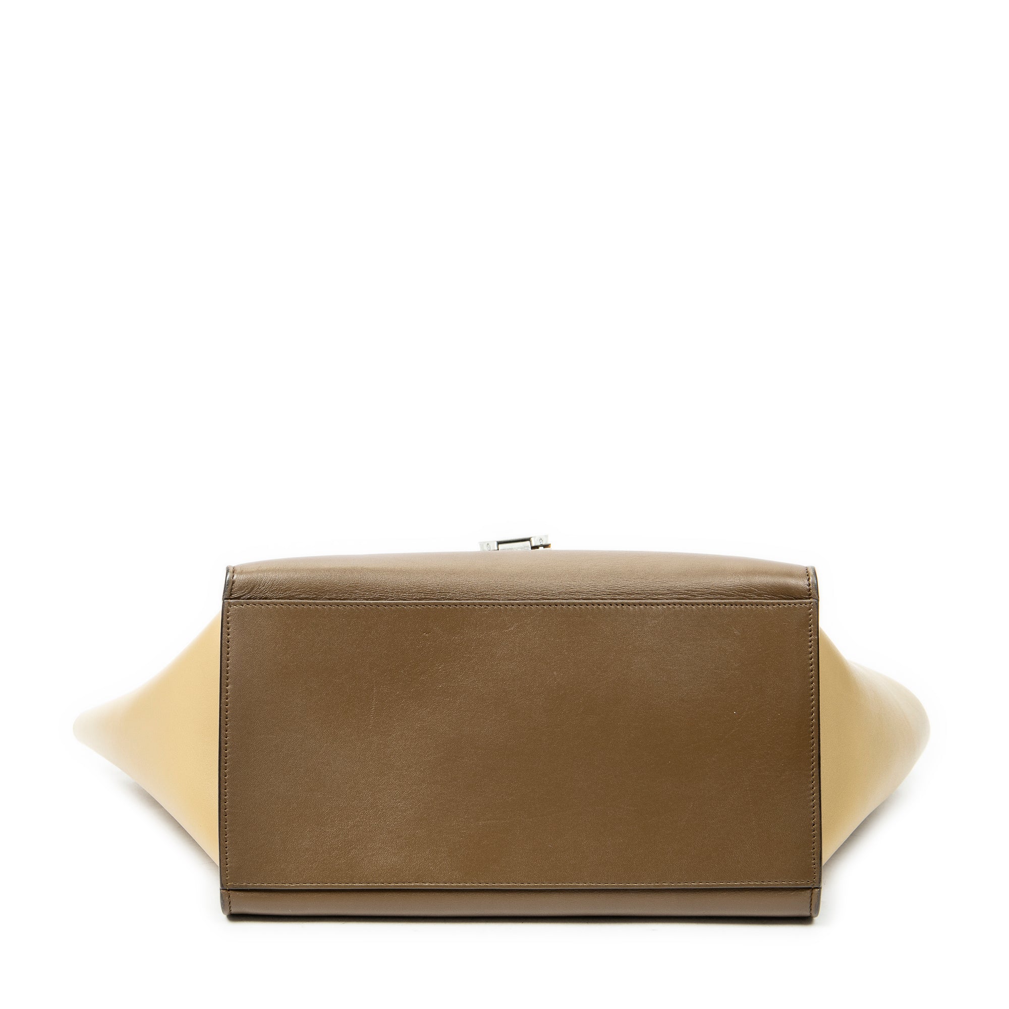 Shoulder Bag Small Tricolor Trapeze Brown Calfskin Leather