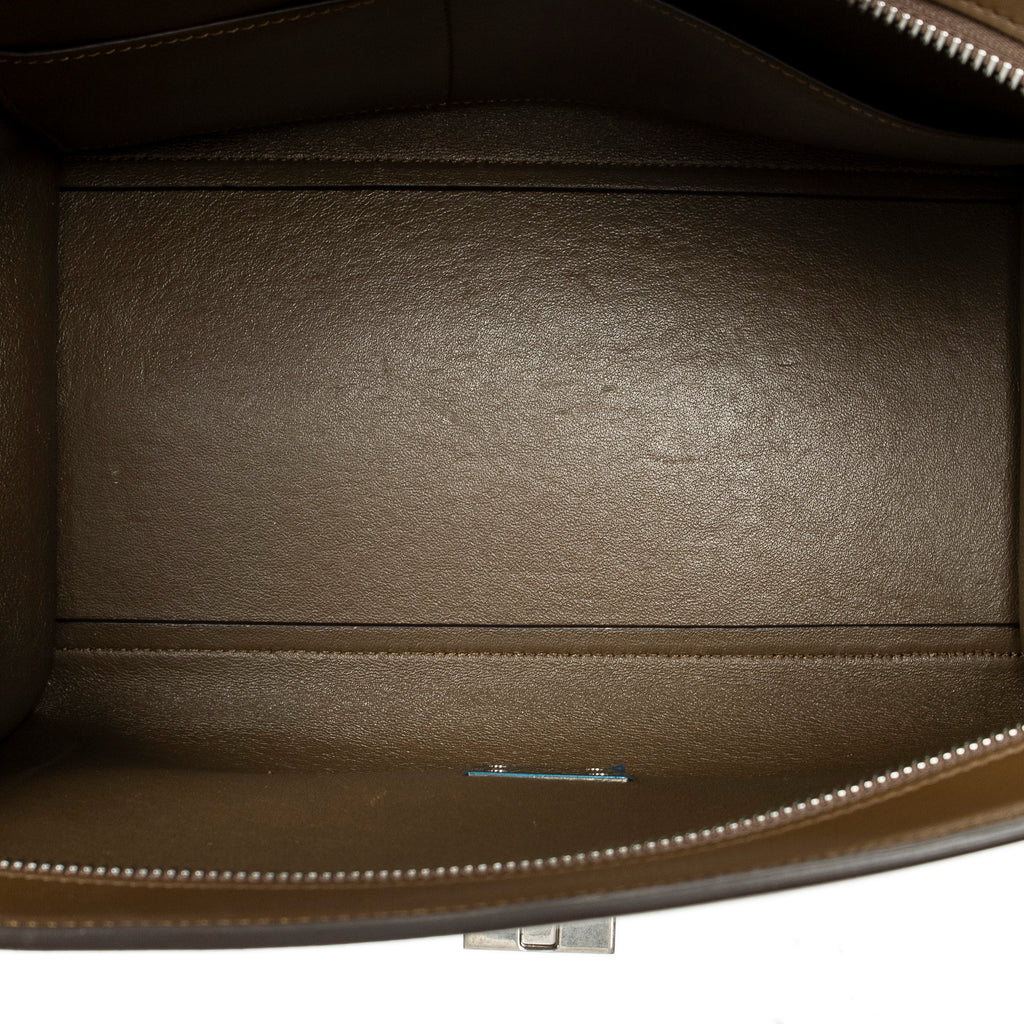 Shoulder Bag Small Tricolor Trapeze Brown Calfskin Leather