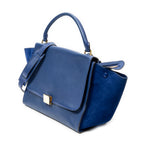 Shoulder Bag Medium Trapeze Blue Grained Calfskin Leather