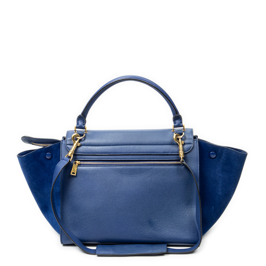 Shoulder Bag Medium Trapeze Blue Grained Calfskin Leather
