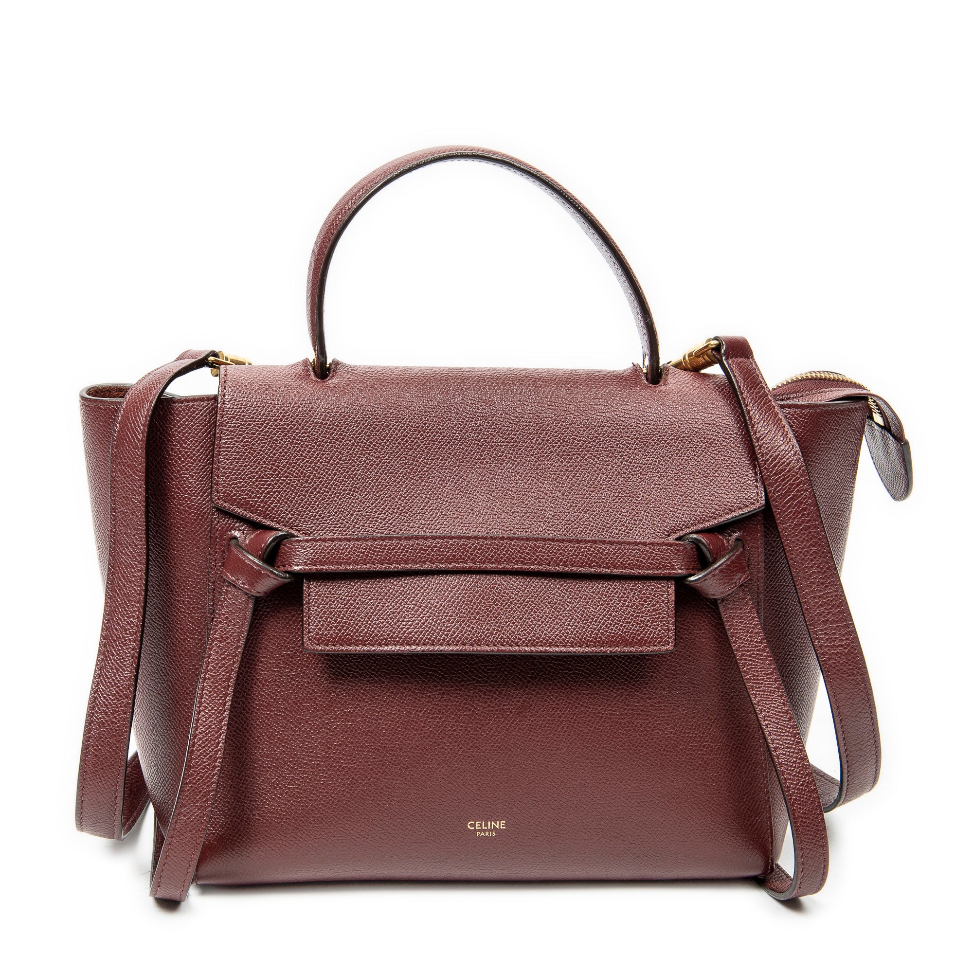 Shoulder Bag Micro Belt Bag Burgundy Grained Calfskin Leather