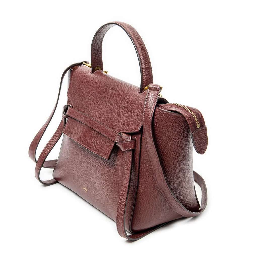 Shoulder Bag Micro Belt Bag Burgundy Grained Calfskin Leather