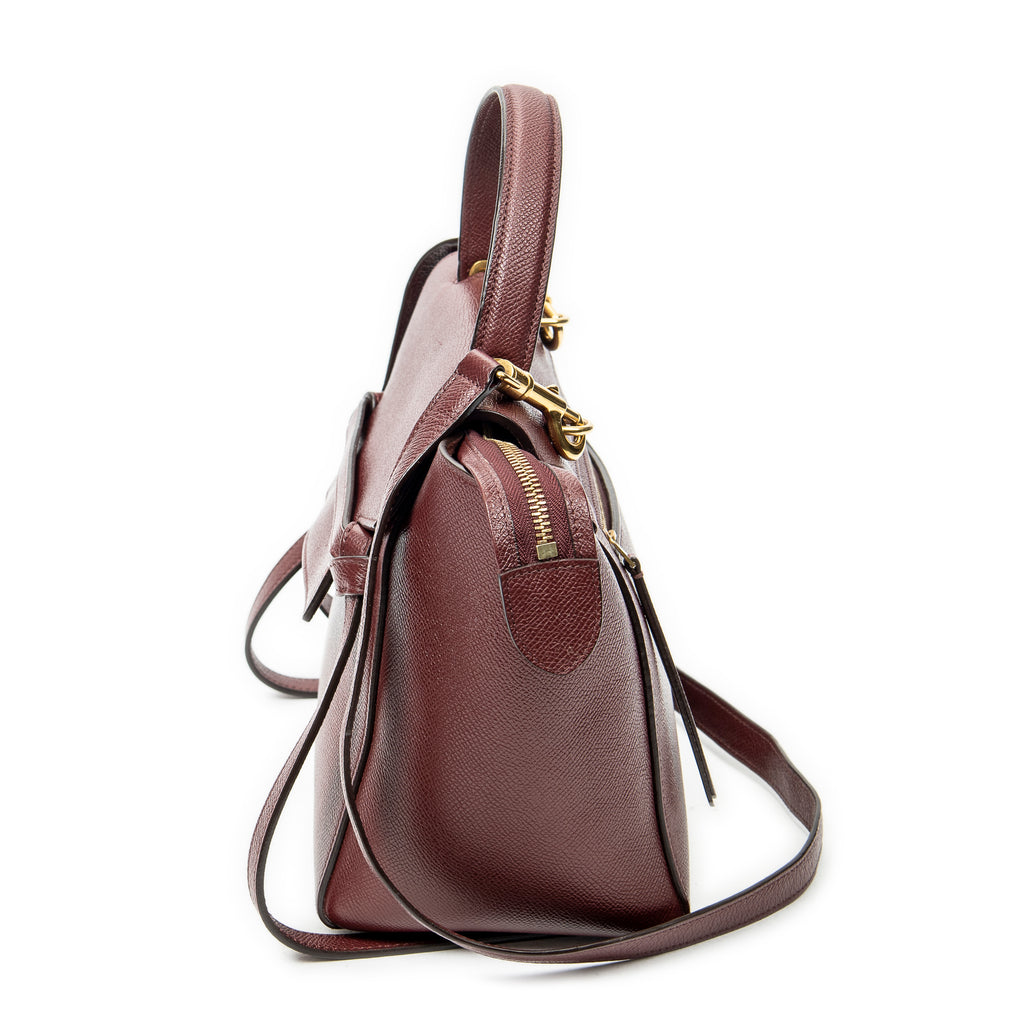 Shoulder Bag Micro Belt Bag Burgundy Grained Calfskin Leather