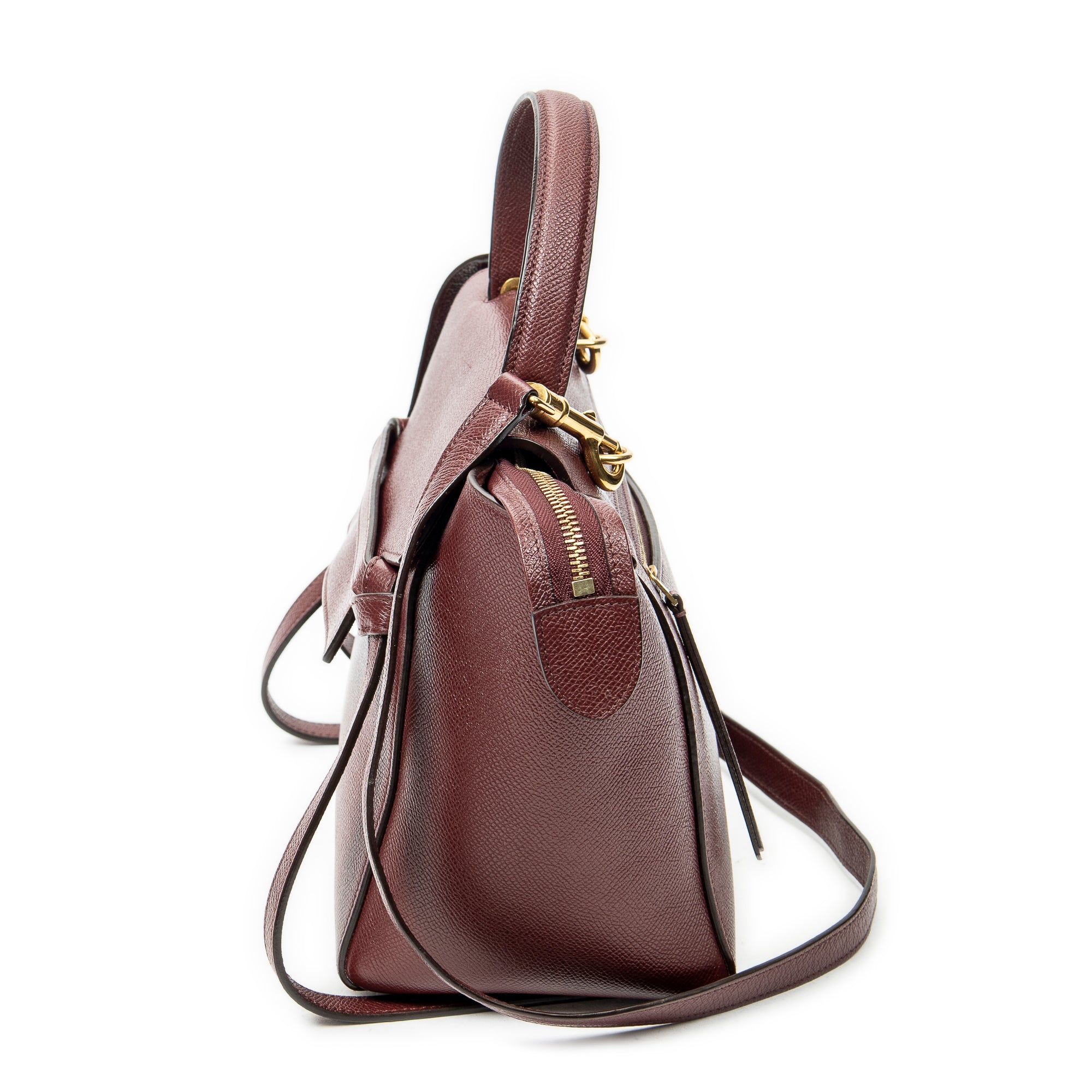 Shoulder Bag Micro Belt Bag Burgundy Grained Calfskin Leather