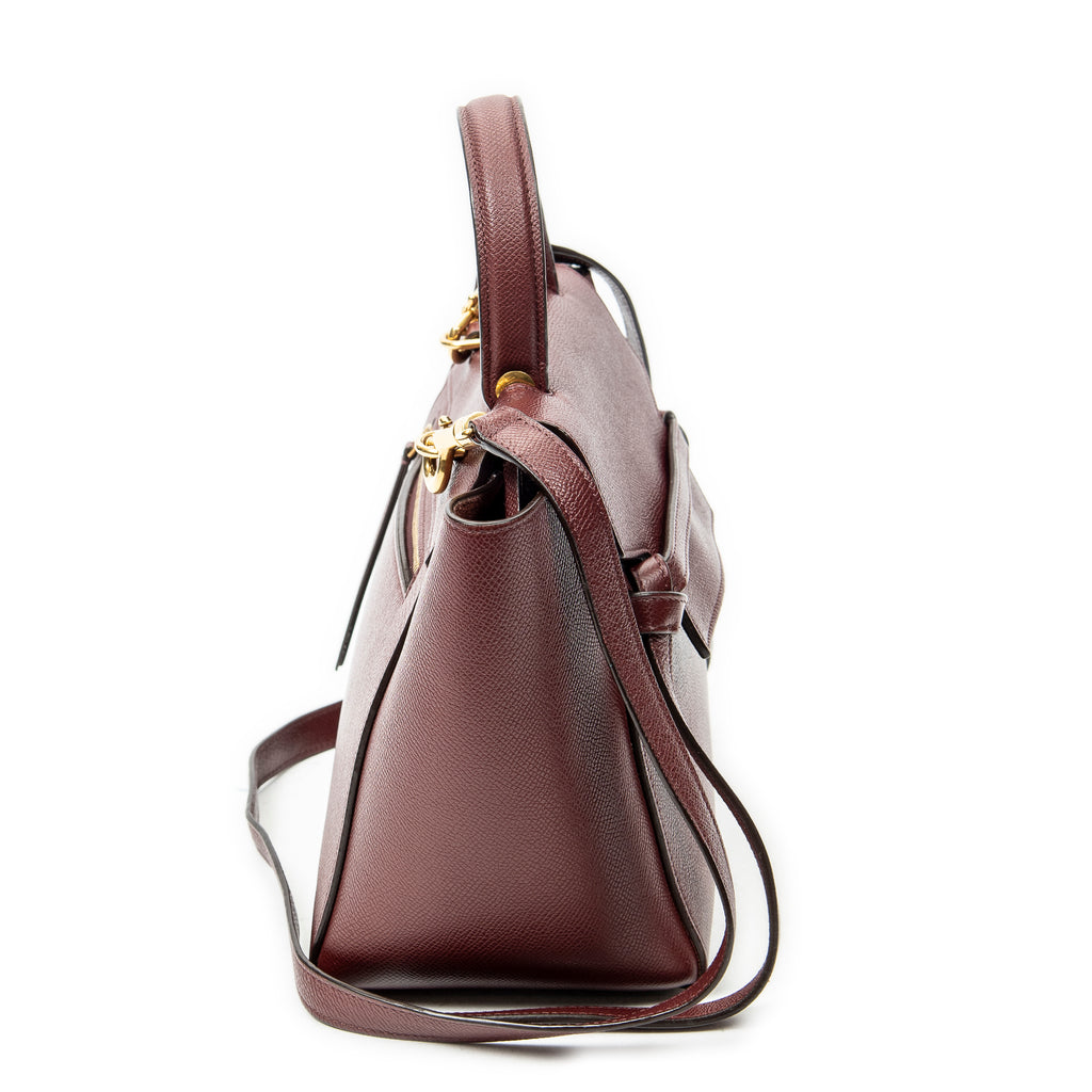 Shoulder Bag Micro Belt Bag Burgundy Grained Calfskin Leather