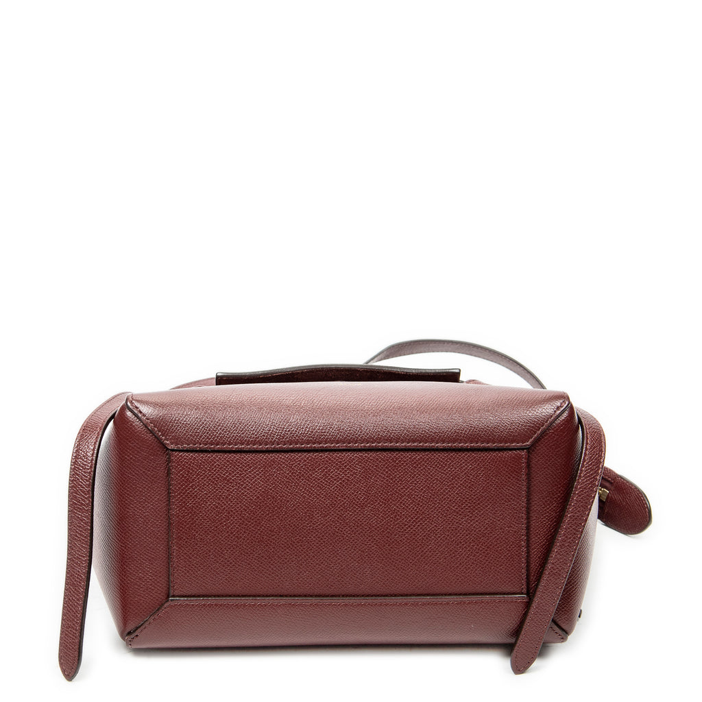 Shoulder Bag Micro Belt Bag Burgundy Grained Calfskin Leather