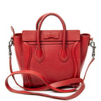 Shoulder Bag Nano Luggage Red Grained Calfskin Leather