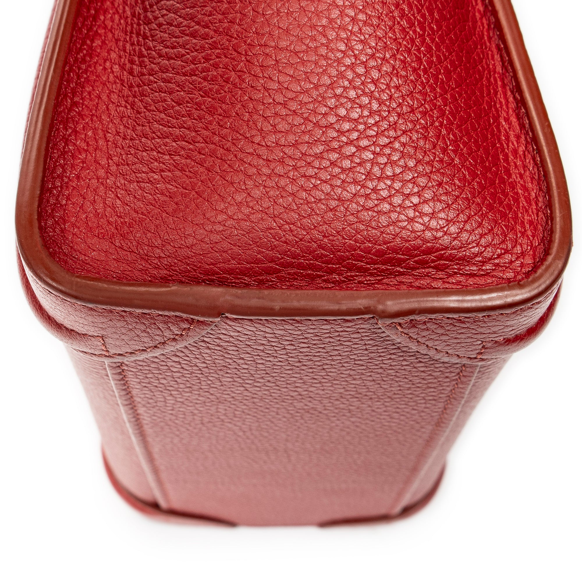 Shoulder Bag Nano Luggage Red Grained Calfskin Leather