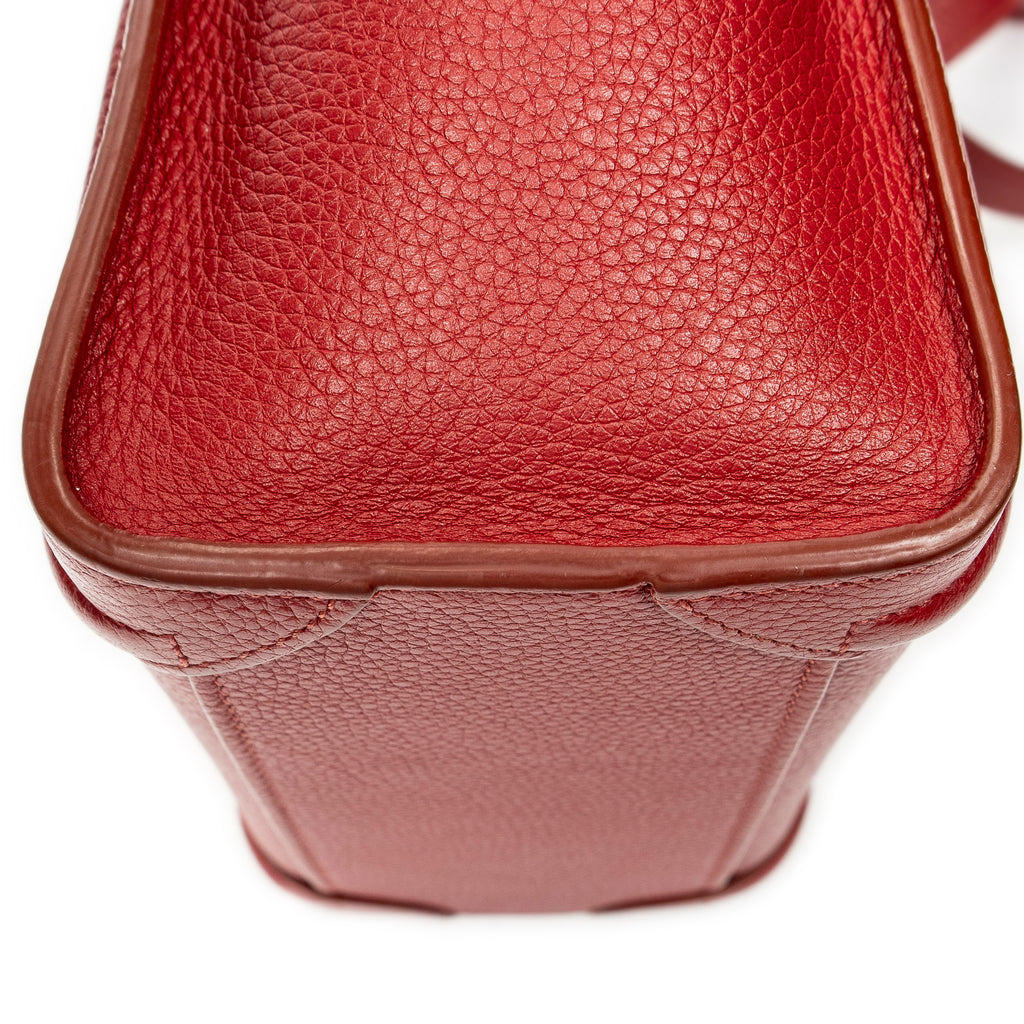 Shoulder Bag Nano Luggage Red Grained Calfskin Leather